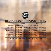 Aangepast logo openingsuren lunch diner restaurant raamsticker (Vel 2)