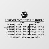 Aangepast logo openingsuren lunch diner restaurant raamsticker (Vel)
