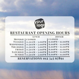 Aangepast logo openingsuren lunch diner uren resta raamsticker