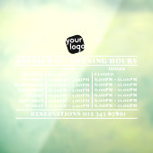 Aangepast logo openingsuren lunch diner uren resta raamsticker (Vel 3)
