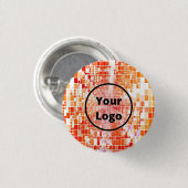 Aangepast logo oranje draadblokken ronde button 3,2 cm (Voorkant /achterkant)