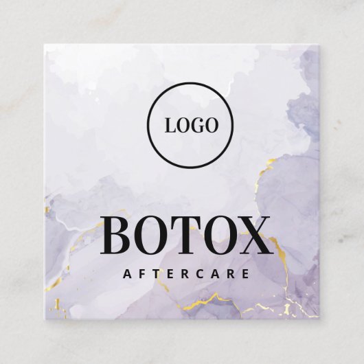 Aangepast Logo Paars Mauve Botox Aftercare Vierkante Visitekaartje (Voorkant)