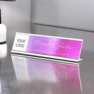 Aangepast Logo Paars Roze Professional Bureau Naambordje
