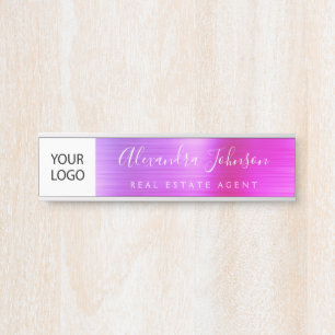 Aangepast Logo Paars Roze Professional Deurbordje