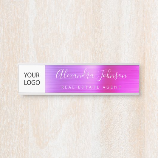 Aangepast Logo Paars Roze Professional Deurbordje (Voorkant)