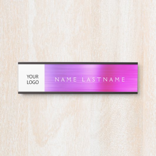 Aangepast Logo Paars Roze Professional Deurbordje (Voorkant)