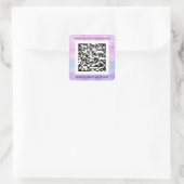 Aangepast Logo Paarse roze QRCode-naam Vierkante Sticker (Tas)