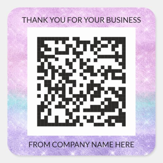 Aangepast Logo Paarse roze QRCode-naam Vierkante Sticker (Voorkant)