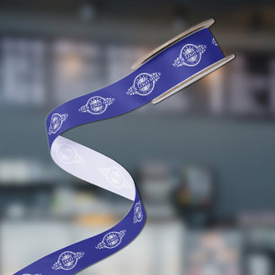 Aangepast logo patroon promotioneel 1,5" Blauw Satijnen Lint