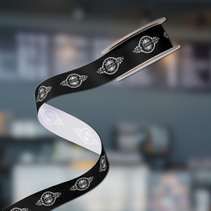 Aangepast logo patroon promotioneel 1,5" Zwart Satijnen Lint