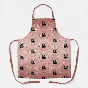 Aangepast Logo Patroon + Roos Gold Pink Glitter Pe Schort