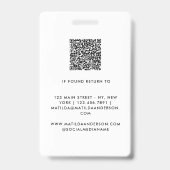 Aangepast logo personeel QR-code gepersonaliseerd Badge (Achterkant)