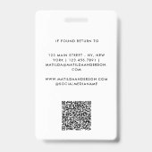 Aangepast logo personeel QR-code gepersonaliseerd  Badge (Achterkant)