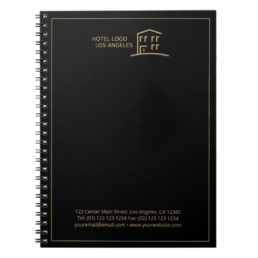 Aangepast Logo promotioneel zwart Notitieboek voor (Voorkant)