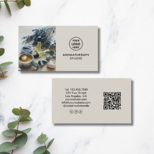 Aangepast logo QR Aromatherapie Spa Professioneel Visitekaartje