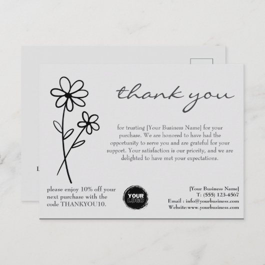 Aangepast logo & QR-code bedankingsbordje bedrijf Briefkaart (Voorkant / Achterkant)