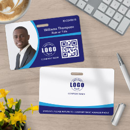 Aangepast Logo QR Code Employee Corporate Blue Badge