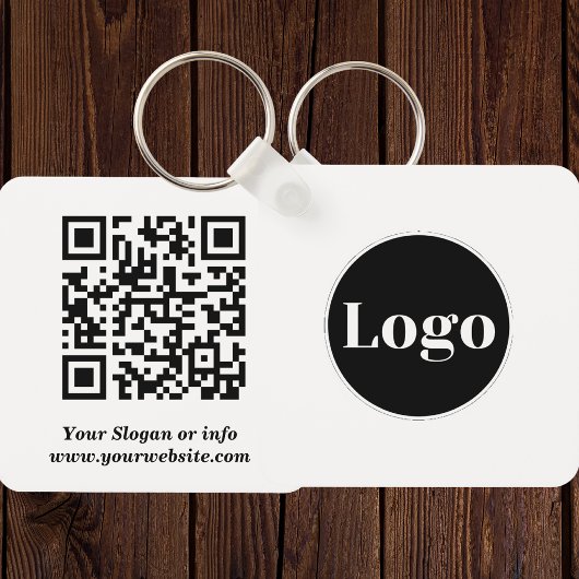 Aangepast logo| QR-code en tekst dubbelzijdig Sleutelhanger
