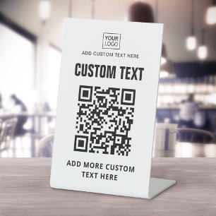Aangepast logo, QR-code en tekst wit of elke ander Reclamebord Met Voetstuk