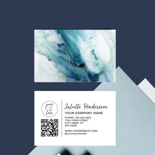 Aangepast logo QR-code foto elegante zakelijke Visitekaartje