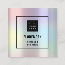 Aangepast Logo QR CODE Holografisch Roze Vierkante Visitekaartje