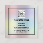 Aangepast Logo QR CODE Holografisch Roze Vierkante Visitekaartje (Achterkant)