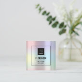 Aangepast Logo QR CODE Holografisch Roze Vierkante Visitekaartje (Staand voorkant)