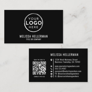 Aangepast Logo QR Code Professioneel Zwart Visitekaartje