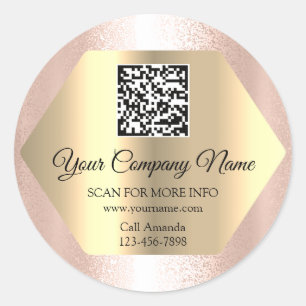 Aangepast Logo QR-code Promotie Gold Lijst Roos Ronde Sticker