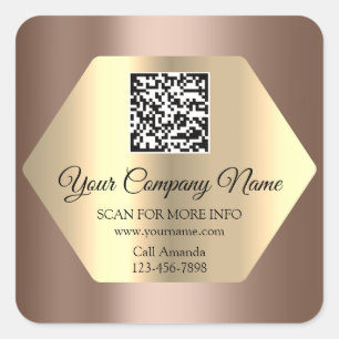 Aangepast Logo QR-code promotioneel Roos bruin Vierkante Sticker