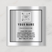 Aangepast Logo QR CODE Roos Blauw Silver Black Lij Vierkante Visitekaartje (Achterkant)