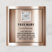 Aangepast Logo QR CODE Roos Gold Lijst Roze Vierkante Visitekaartje (Achterkant)
