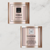 Aangepast Logo QR CODE Roos Gold omhuld kostuum Vierkante Visitekaartje (Voorkant / Achterkant)