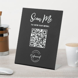 Aangepast Logo QR-code Scan Mij Restaurant Reclamebord Met Voetstuk
