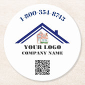 Aangepast Logo QR-codepulbord Ronde Kartonnen Onderzetter (Voorkant)