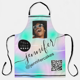 Aangepast Logo QR Menu CODE Holografen Roze Schort