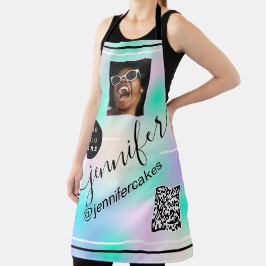 Aangepast Logo QR Menu CODE Holografen Roze Schort (Insitu)