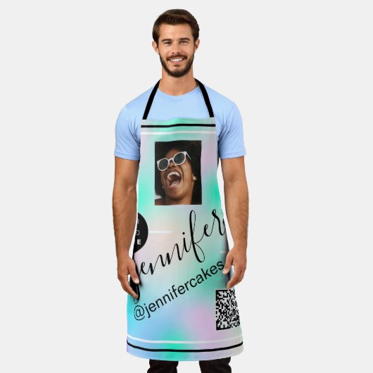 Aangepast Logo QR Menu CODE Holografen Roze Schort (Gedragen)