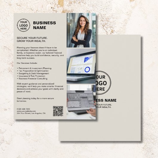 Aangepast logo QR professionele financiële dienste Flyer