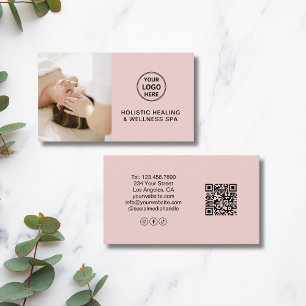 Aangepast Logo QR Roze Holistische Gezondheidsther Visitekaartje