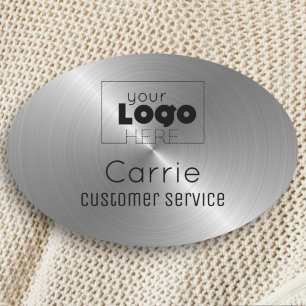 Aangepast Logo- Radiaal Metallic Silver-personeel Naamplaatje