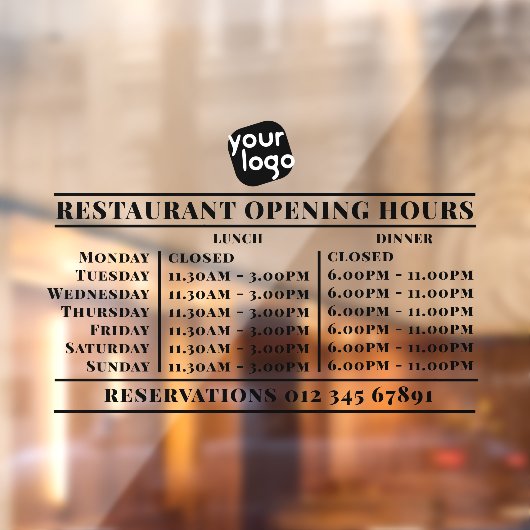 Aangepast Logo Restaurant met openingslunch Raamsticker (Vel 2)