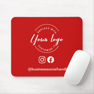 Aangepast logo rode bedrijfs branding social handl muismat