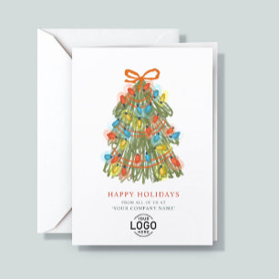 Aangepast logo rommelige vintage kerstboom bedrijf feestdagen kaart