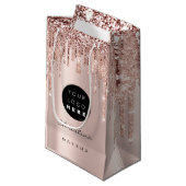 Aangepast Logo Roos Blush Glitter Drivers Naam Klein Cadeauzakje (Voorkant Gekanteld)