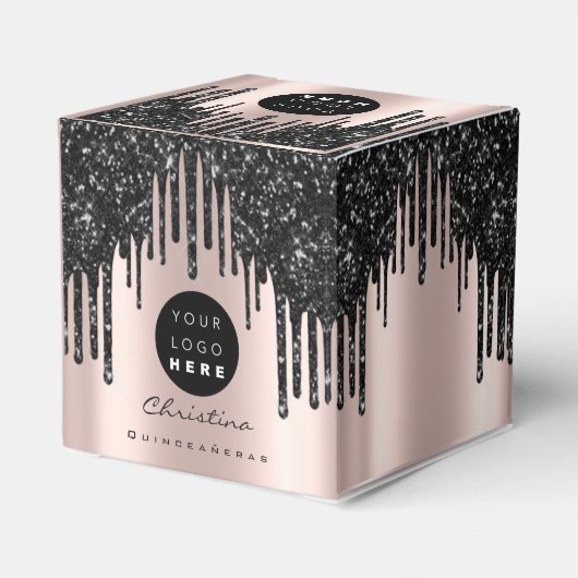 Aangepast Logo Roos Glitter Black Drift Boutique Bedankdoosjes (Achterkant)