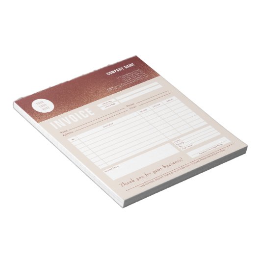 Aangepast Logo Roos Gold Foil Factuurformulier Notitieblok (Schuin)