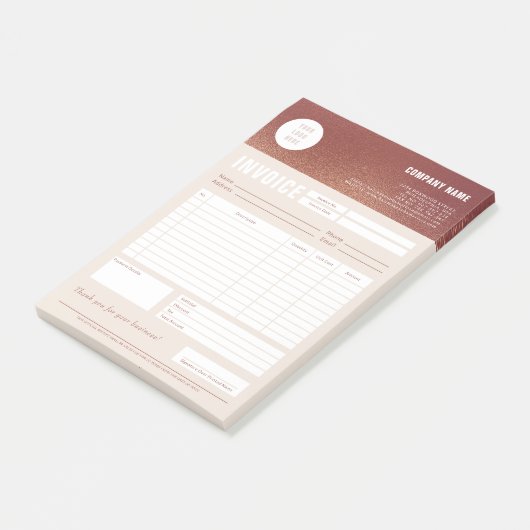 Aangepast Logo Roos Gold Foil Factuurformulier Post-it® Notes (Schuin)