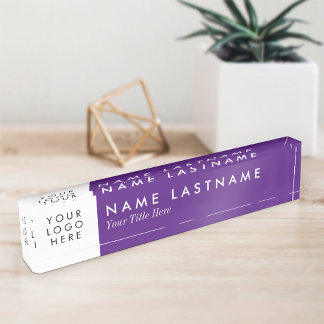 Aangepast Logo Royal Paars White Text Modern Naambordje