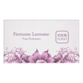 Aangepast Logo roze bloemen Lijst Elegant Modern Naambadge